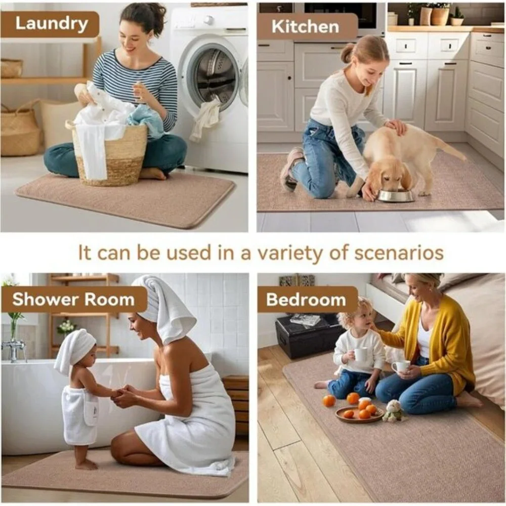 Anti-Fatigue Kitchen Mat, Soft Non-Slip Absorbent Washable Rug for Home - Brown
